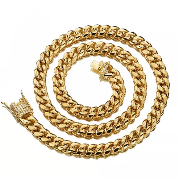 Gold Cuban Link Chain Necklace - Picture 10 of 13